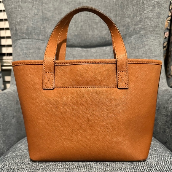 Michael Kors Caramel Saffiano Leather Mini Tote with Gold MK Emblem - Picture 2 of 7